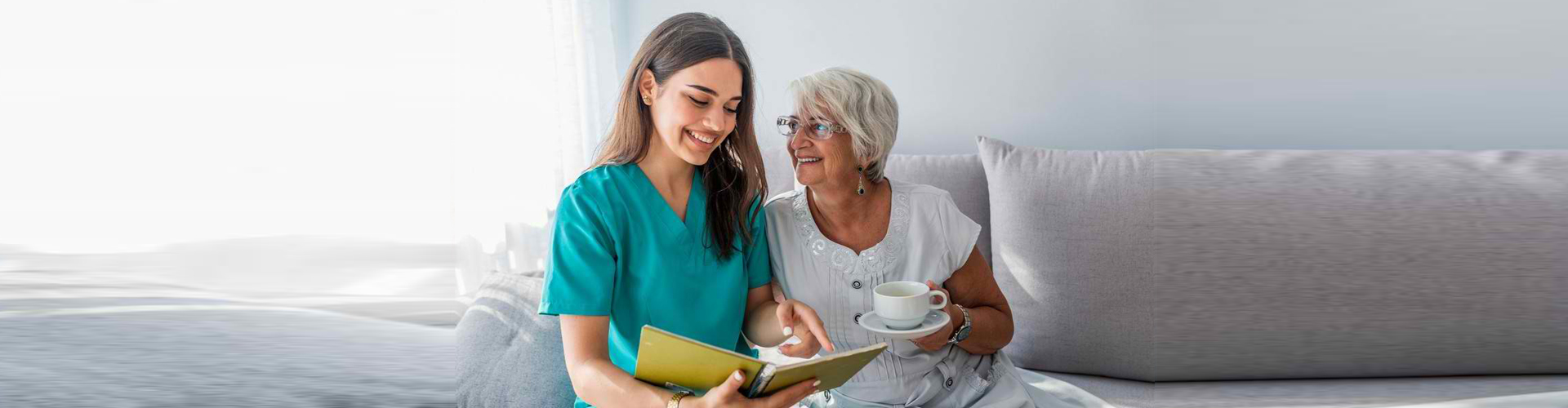 woman and old woman smilling